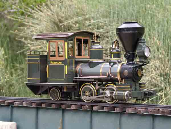 Small 0-4-2 garden scale steam locomotive.