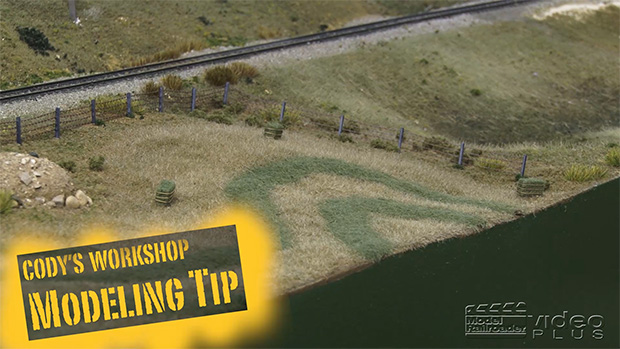 farm field scene on a model railroad