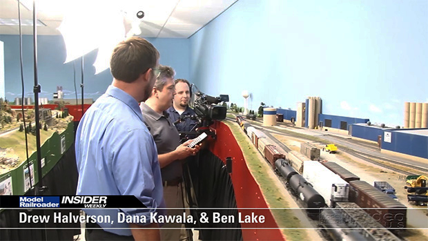 Drew Halverson, Dana Kawala, and Ben Lake at the MR&T HO scale layout