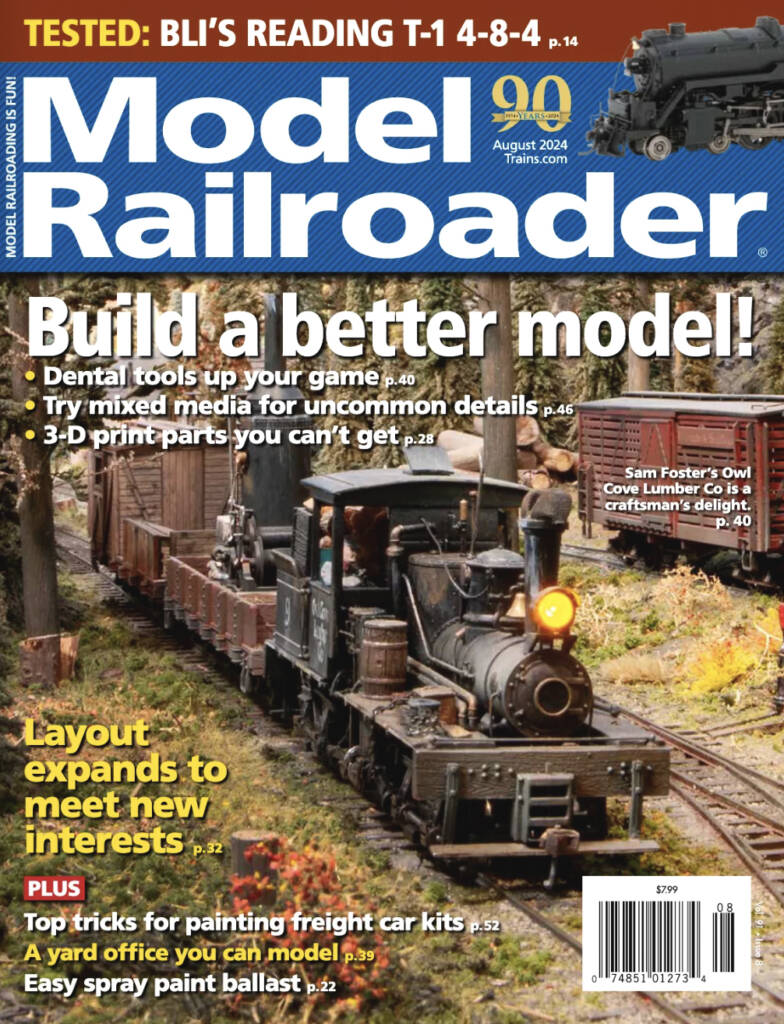 The August 2024 cover of Model Railroader magazine