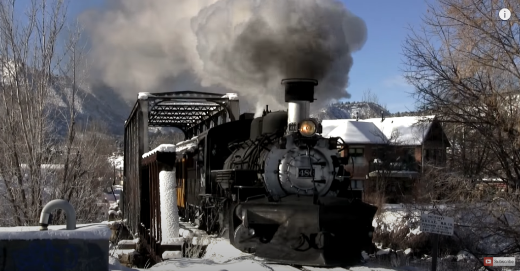 Closeup of steam locomotive