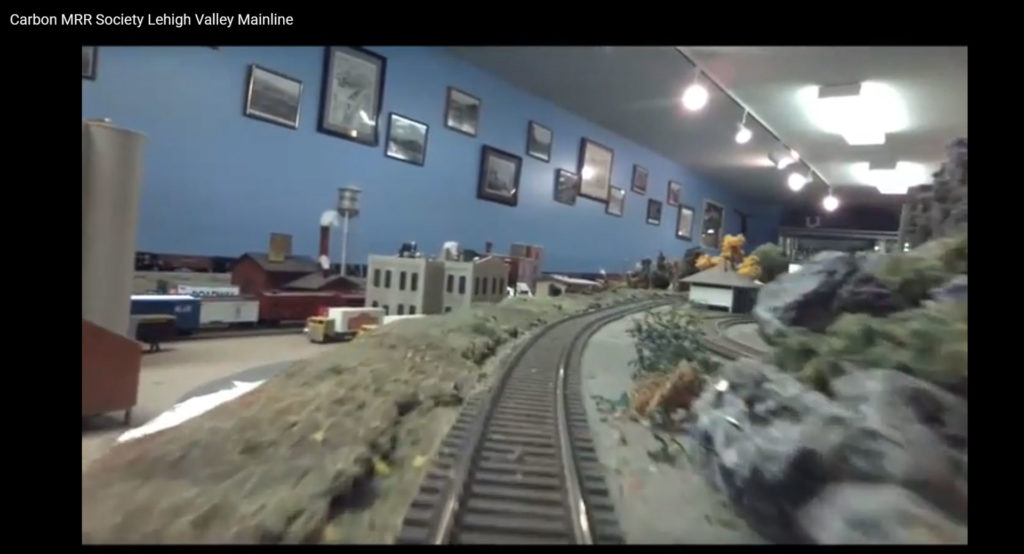 Cab view scene on model railroad