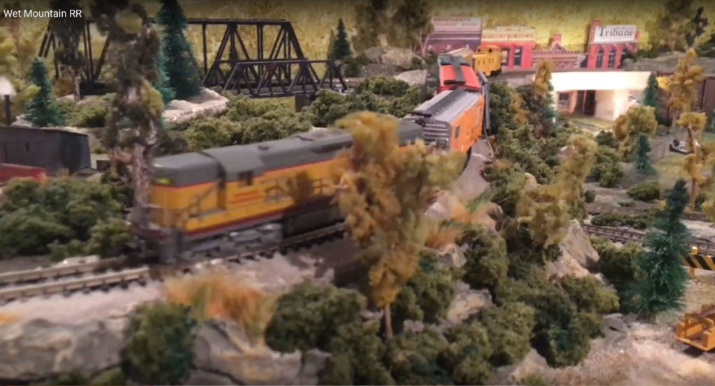 Diesel locomotive on model layout
