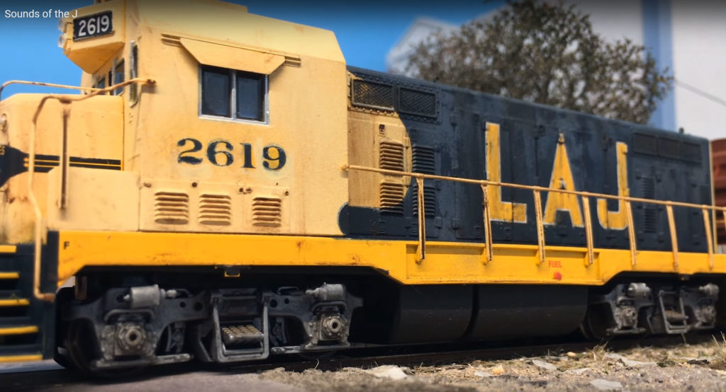 Closeup of diesel locomotive