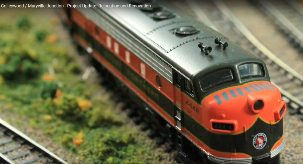 Close up of model diesel locomotive