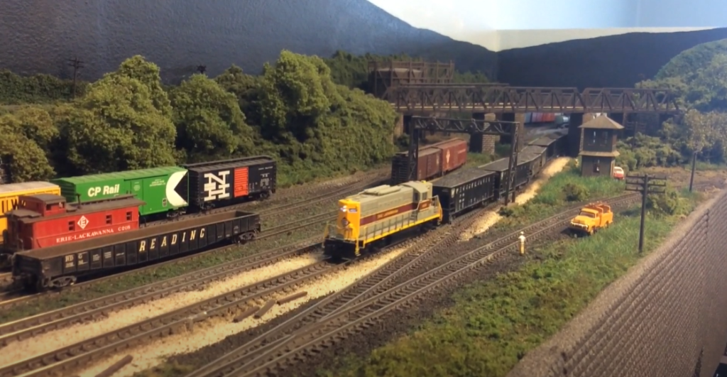Scene of n scale model railroad