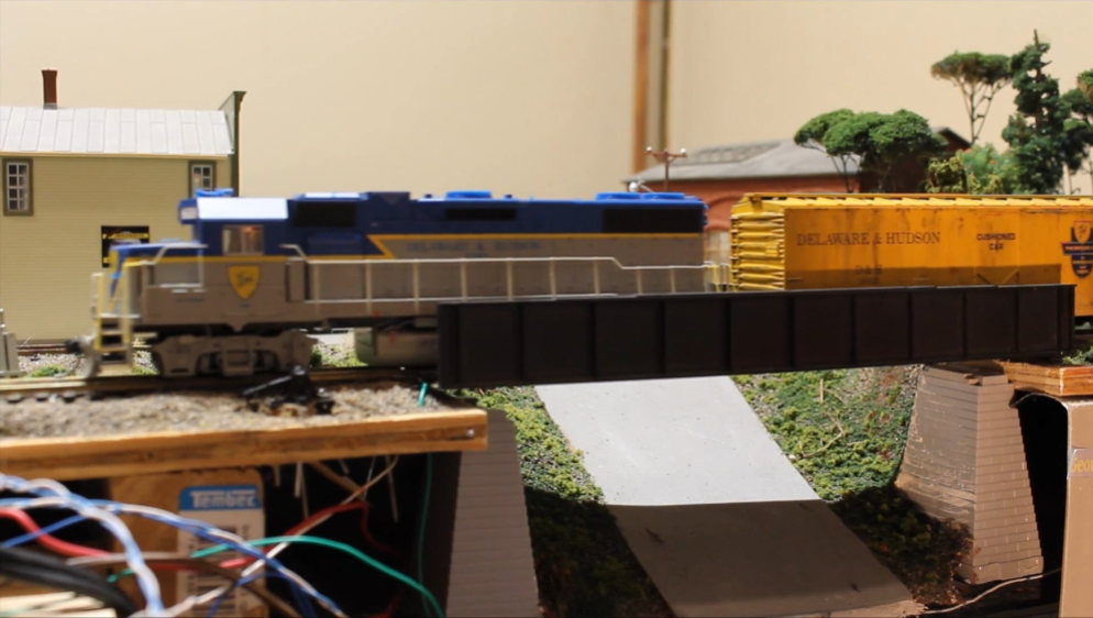 Locomotive on model train layout