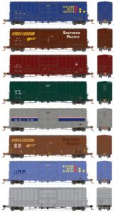 Rapido Trains HO scale Pacific Car & Foundry 5,195-cubic-foot-capacity class B-100-40 boxcar in various paint schemes