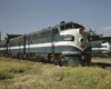 Blue-and-white streamlined Missouri Pacific locomotives