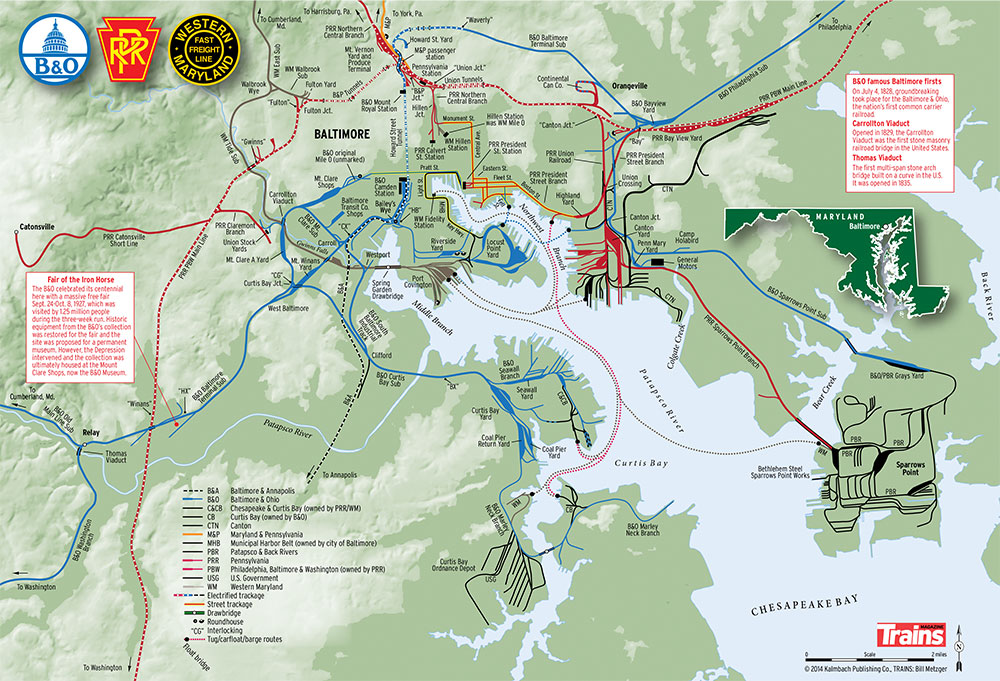 A map of the Baltimore yards and rail lines in 1948