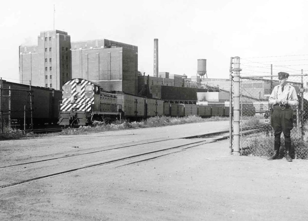 Milwaukee Road switcher at Hormel plant