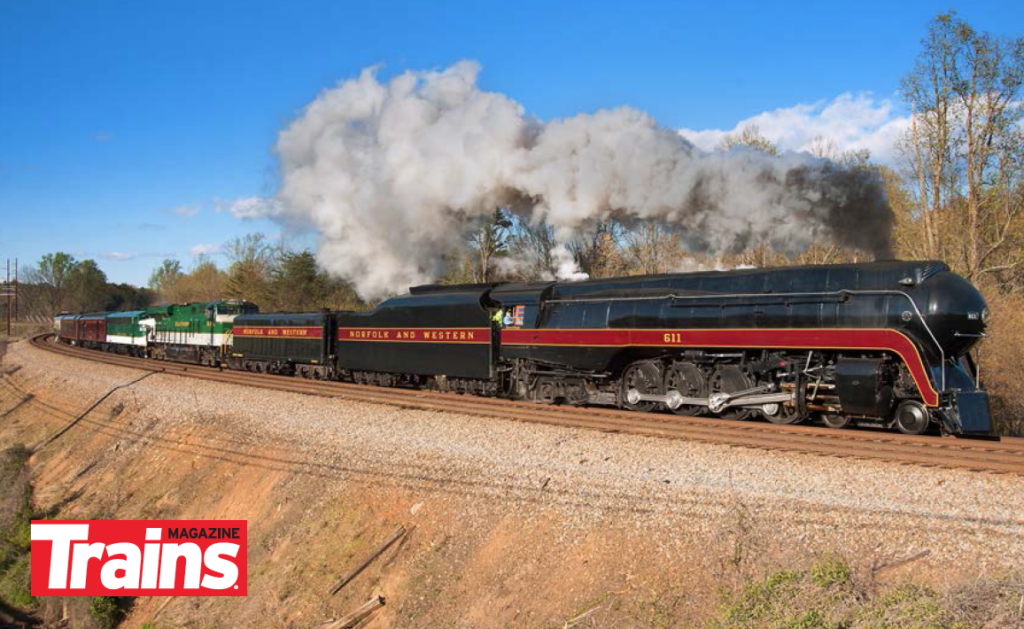 Norfolk & Western 4-8-4 No. 611 pulls an excursion in Virginia.