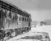 Passenger trains meet in snow