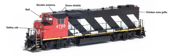 All the Athearn GP382s including this Canadian National version feature roadname and roadnumberspecific details