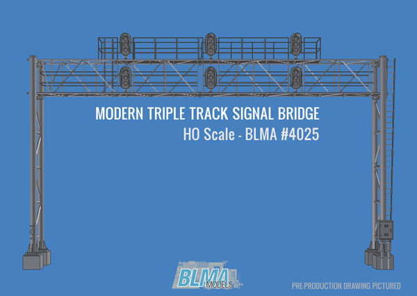 BLMA Models HO scale modern triple-track signal bridge