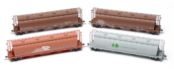 HO scale Hawker Siddeley 4550cubicfootcapacity trough hatch covered hopper by North American Railcar Corp distributed by Pacific Western Rail Systems