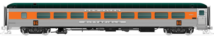 Rapido Trains HO scale New York, New Haven & Hartford 36-seat parlor and 26-seat parlor, 14-seat lounge cars
