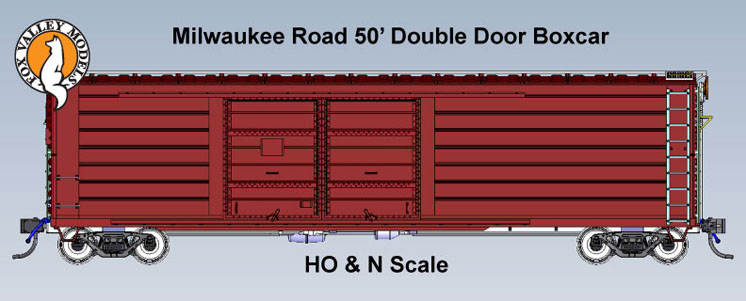 Fox Valley Models N scale Milwaukee Road 50-foot ribbed-side double-door boxcar