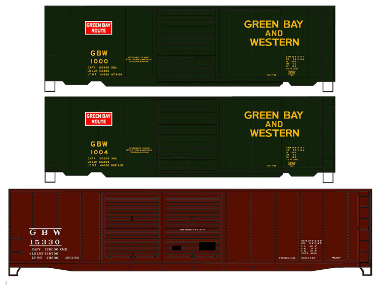 Accurail HO scale Green Bay & Western boxcars