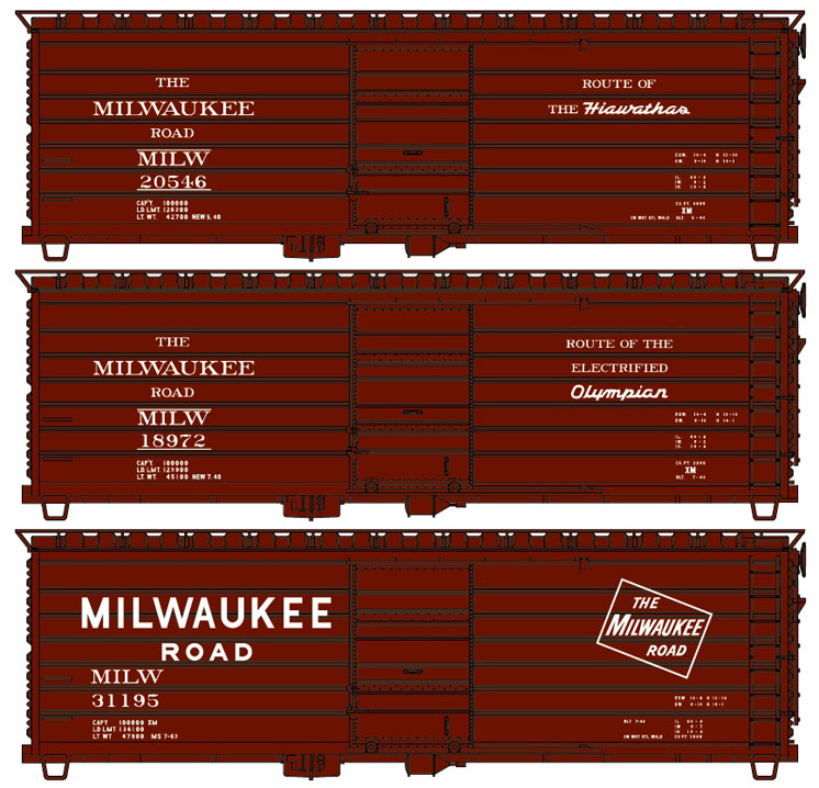 Accurail HO scale Milwaukee Road 40-foot ribbed-side boxcar