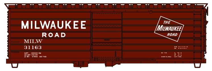 Accurail HO scale Milwaukee Road 40-foot ribbed boxcar kit
