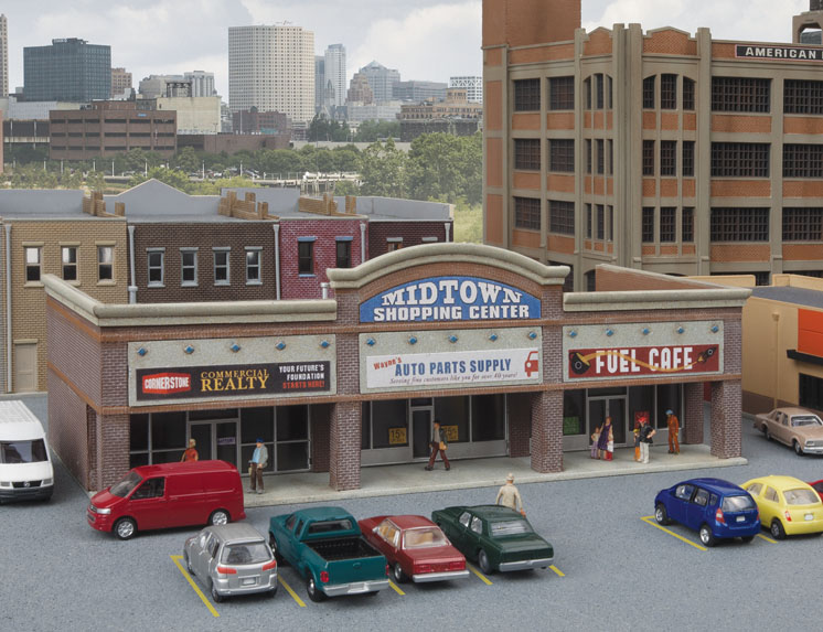 Walthers N scale modern shopping center kit