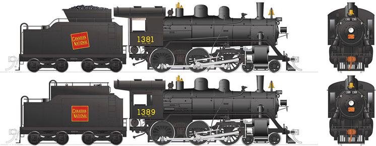 Rapido Trains HO scale Canadian National class H-6-d and H-6-g 4-6-0 steam locomotives