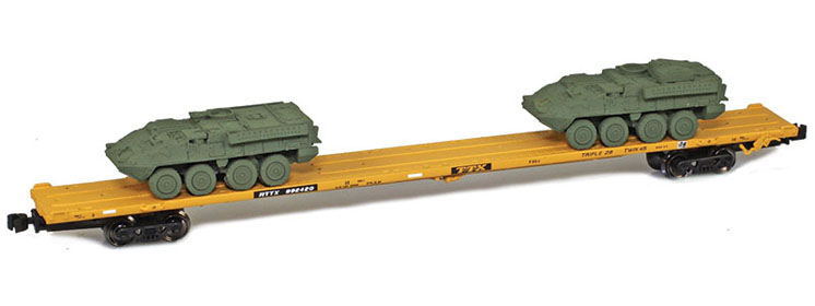 American Z Line Z scale 89-foot flatcar with military loads
