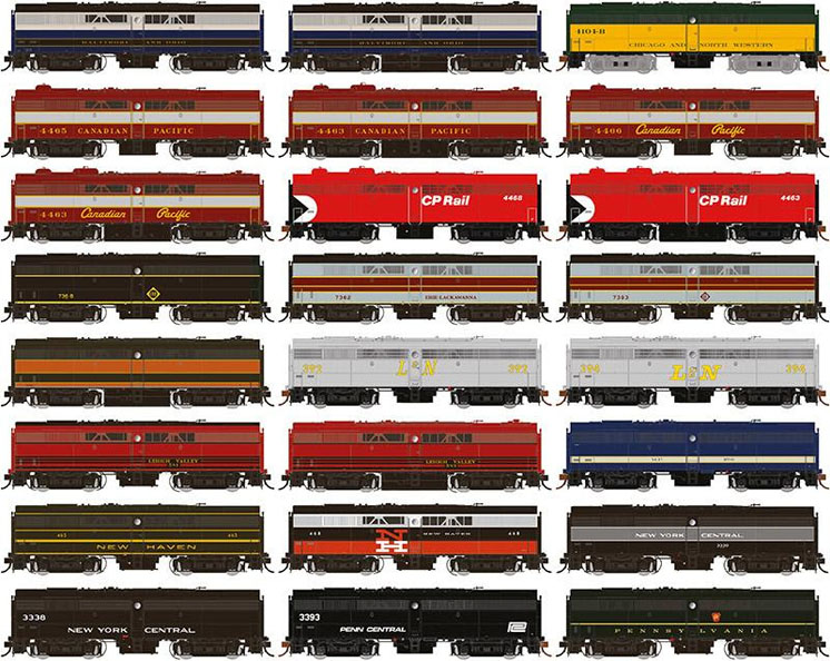Rapido Trains HO scale Alco/Montreal Locomotive Works FB-2 and FPB-2 diesel locomotives