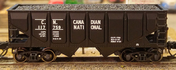 Bluford Shops N scale Canadian National 30’-6” two-bay panel-side hopper