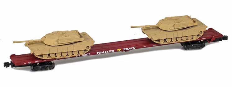 American Z Line TTX 89-foot flatcar with M1 Abrams tank loads