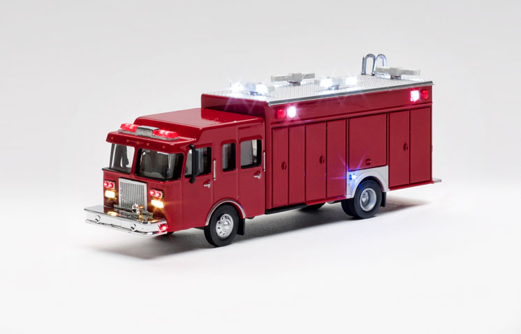 East Coast Circuits HO scale custom lighted hazmat fire truck