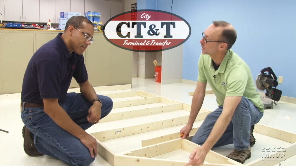 David Popp and Kent Johnson building the butt-joint framework used to support the layout.