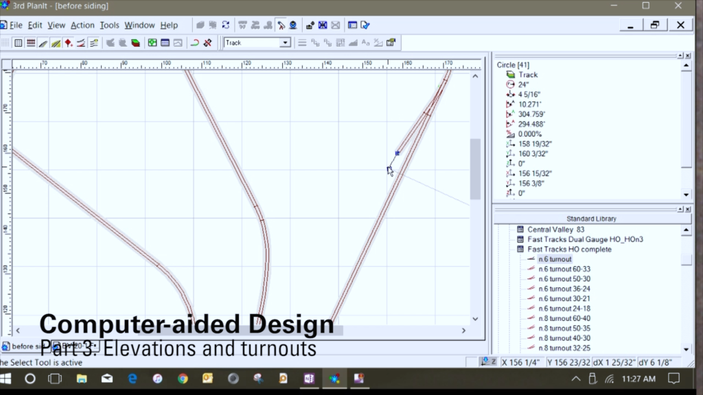 Track-planning on computer-aided design (CAD) software.