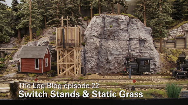 Switch stands on a model railroad