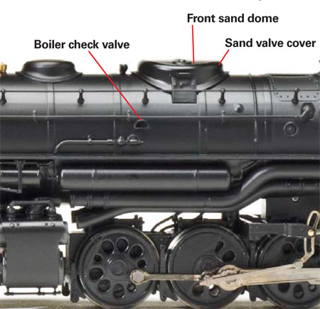 The model of no. 7627 has correct small sand valve covers. The check valve should be in front of the dome