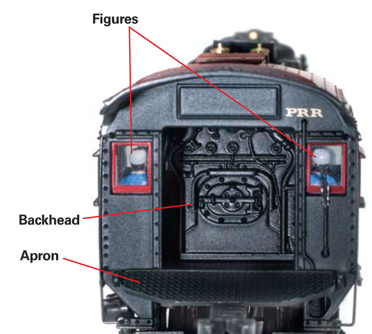 Thecabinteriorincludespaintedfiguresacabapronandadetailedboilerbackhead