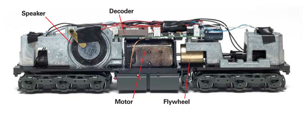 Underneath the shell is a can motor with flywheel a printedcircuit board and two inboardfacing speakers mounted in an Aframe fashion