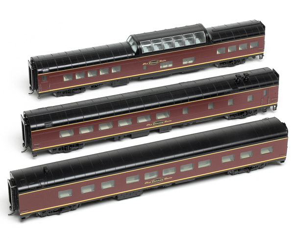 Walthers HO scale Dinner Belle streamlined passenger cars