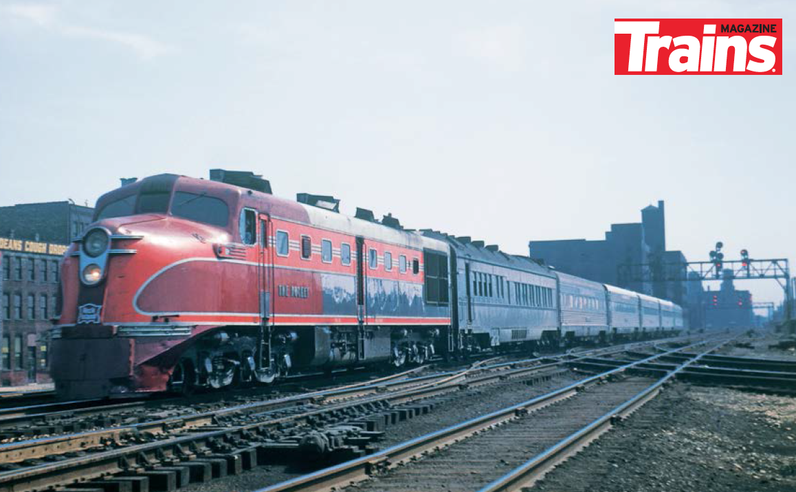 A Rock Island DL-series type diesel electric locomotive pulls the Rocket from Des Moines, Iowa, in 1946.