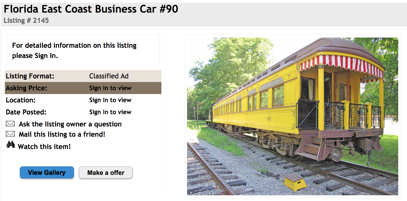 Sale of FEC car 90 offers the chance to live like a railroad