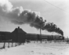 Steam hauled passenger train silhouette