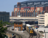 CSX train traveling through the Lucas Oil Stadium