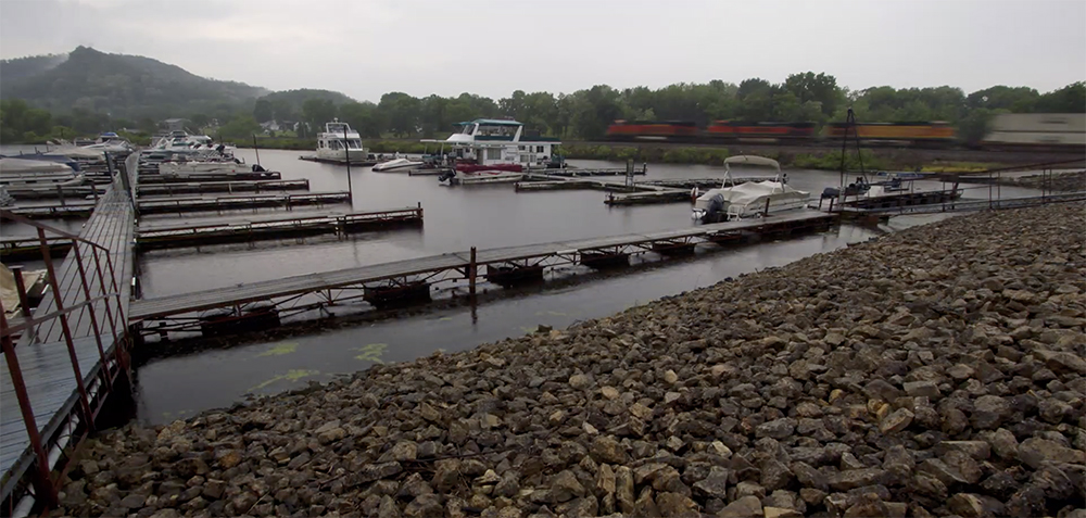 Boat yard in Wisconsin near the Mississippi River.