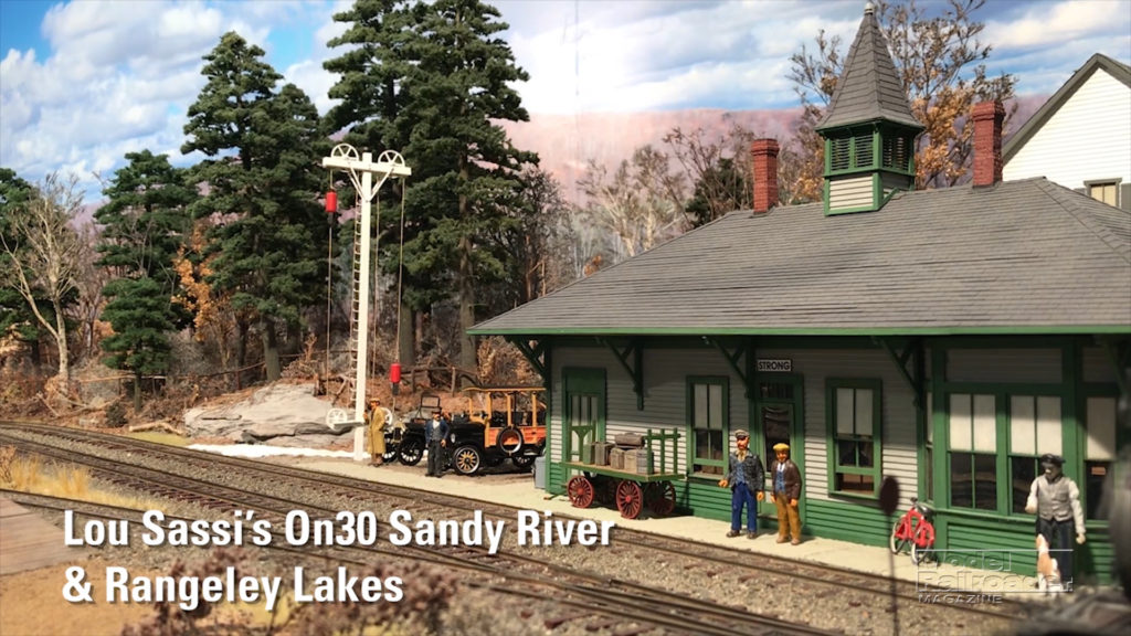 a scene from Lou Sassi's On30 Sandy River & Rangeley Lakes model railroad