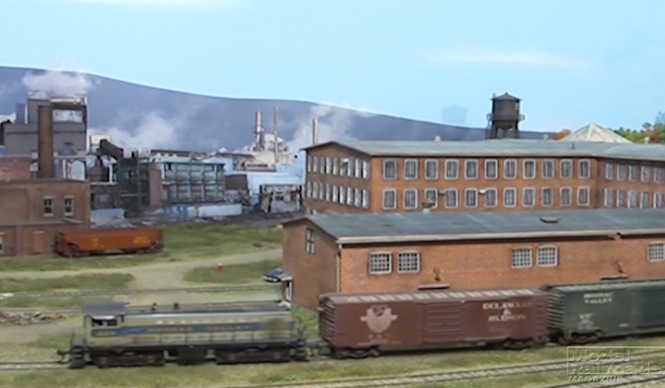 a scene on a model railroad layout