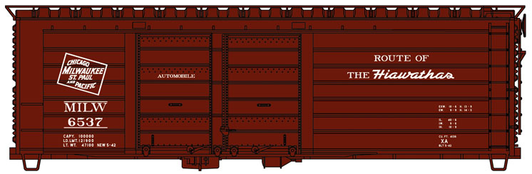 Accurail HO scale Milwaukee Road 40-foot ribbed-side double-door boxcar