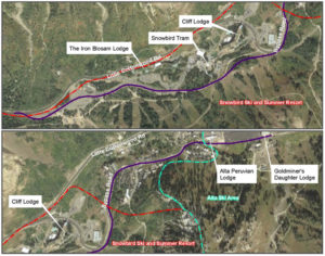 A Utah DOT map shows (in purple) the proposed route of a cog railway