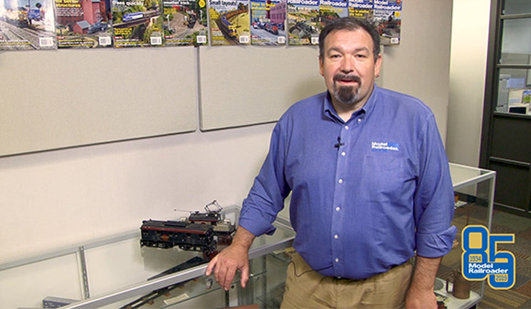 Hal Miller standing outside the Model Railroader offices at Kalmbach Media