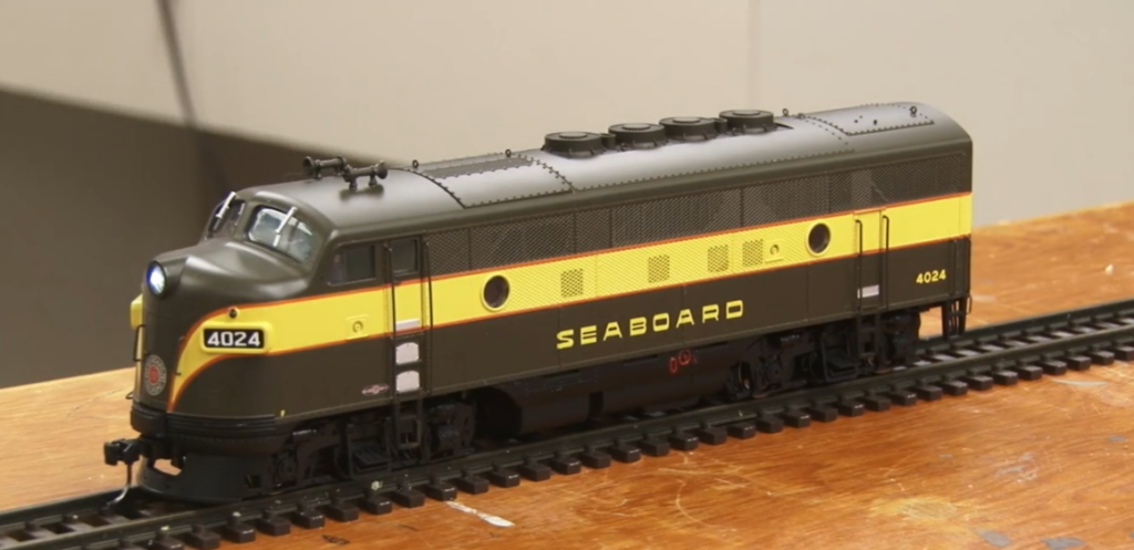 MTH S scale EMD F3 diesel locomotive on test track